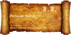 Mehsam Marót névjegykártya